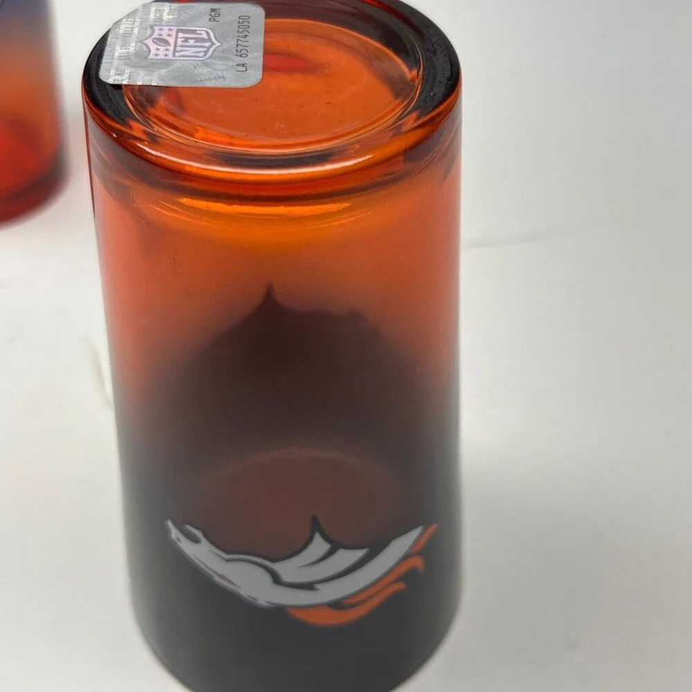 2pk Denver Broncos Pint Glass 16oz Frosted Ombre Beer NFL Official Merch
